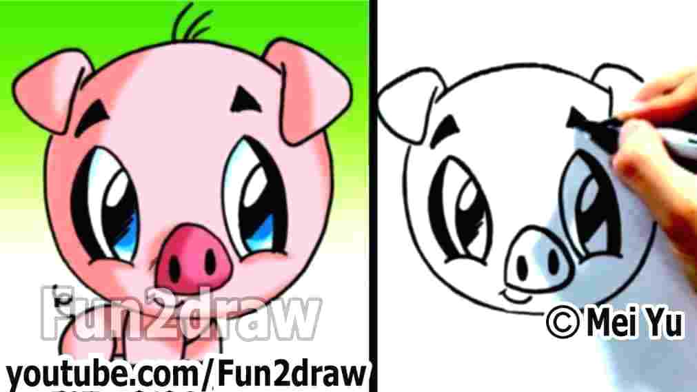 1011x569 How To Draw A Pig Cartoon Drawing To Draw A Simple Pig Steps