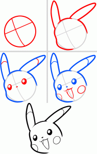 190x302 How To Draw Pikachu's Face