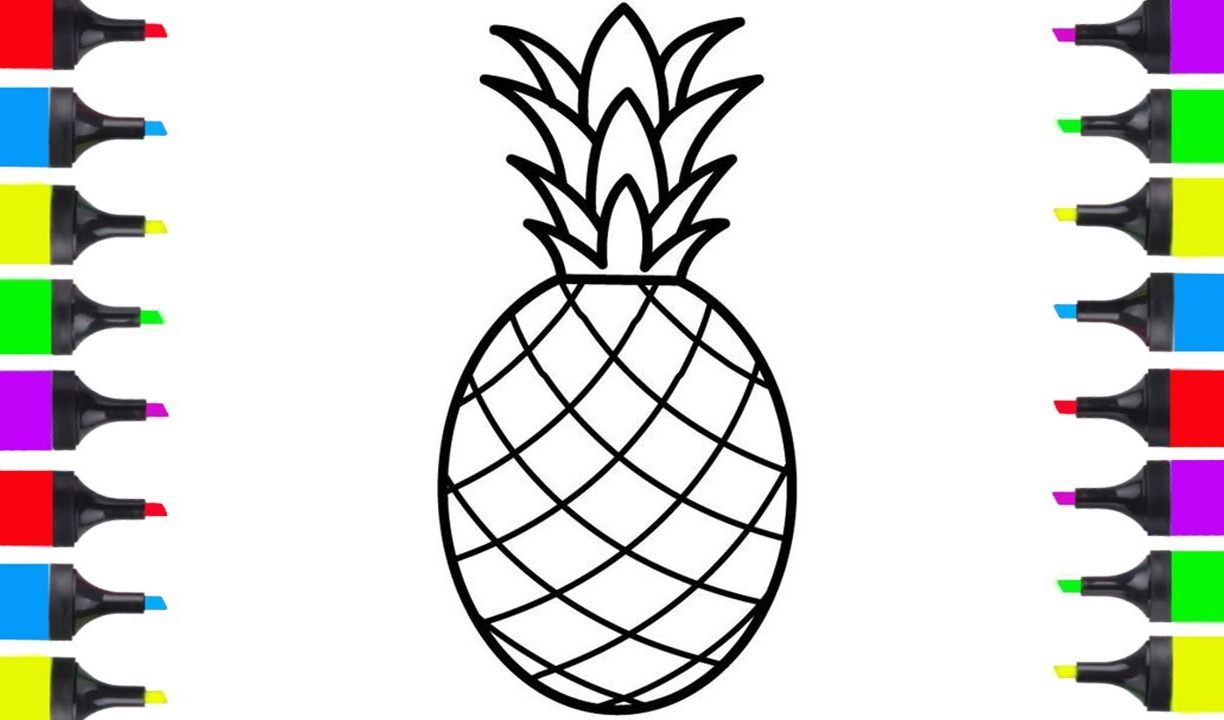 1224x720 Learn How To Draw Pineapple Teach Drawing For Kids And Toddlers