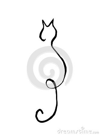 332x450 Hand Drawn Silhouette Of A Lovely Cat Gazing Towards The Sun