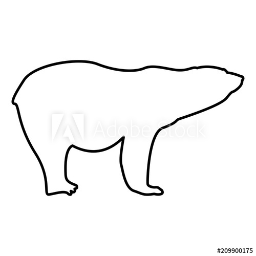 500x500 Polar Bear Icon Black Color Illustration Flat Style Simple Image