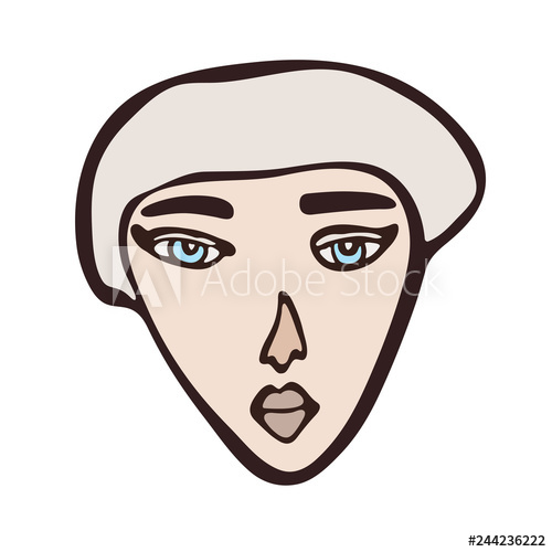 500x500 Minimalistic Linear Isolated Female Portrait Short Haired Girl