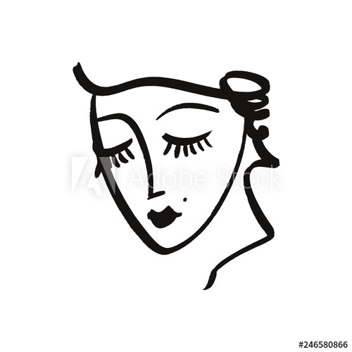 500x500 Vector Simple Hand Drawn Black And White Trendy Line Portrait Art