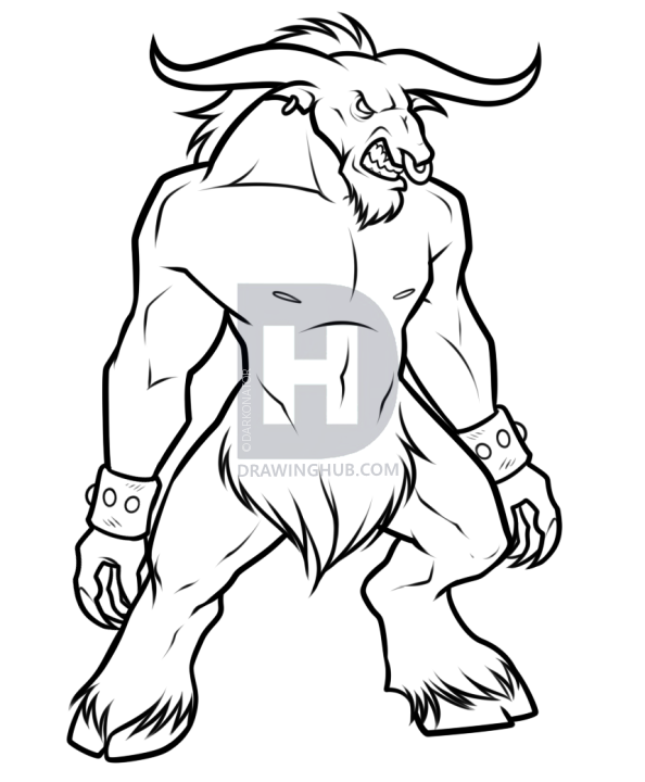 594x720 Drawing A Realistic Minotaur, Step