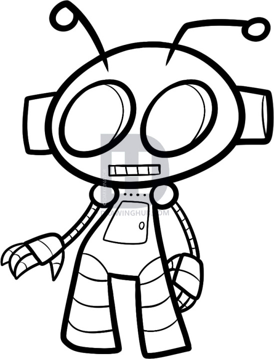 549x720 How To Draw A Robot For Kids, Step