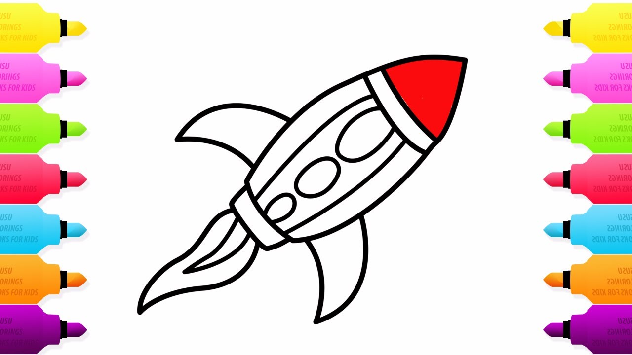 1280x720 Drawing And Coloring A Simple Rocket Toys Coloring Pages