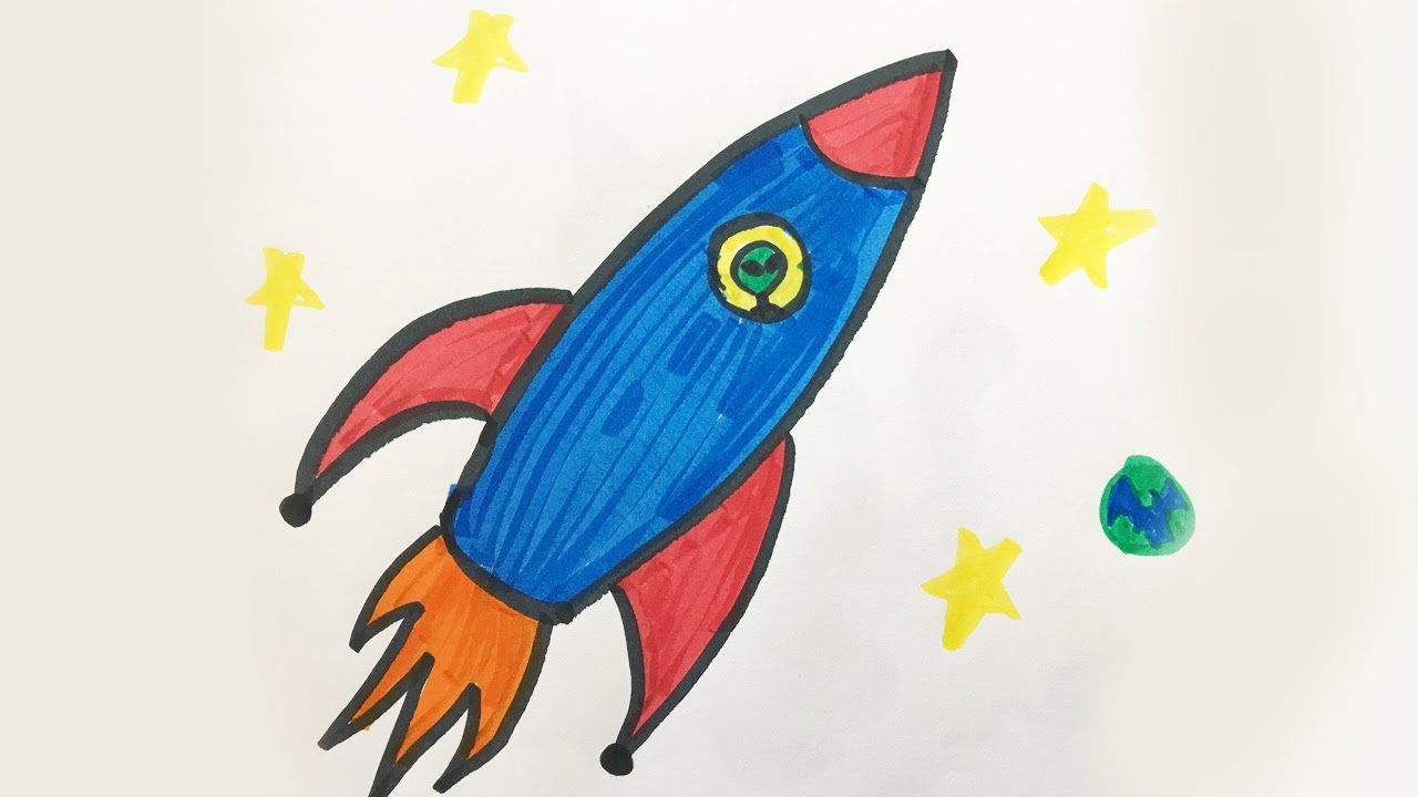 1280x720 How To Draw And Color A Space Ship For Kids!
