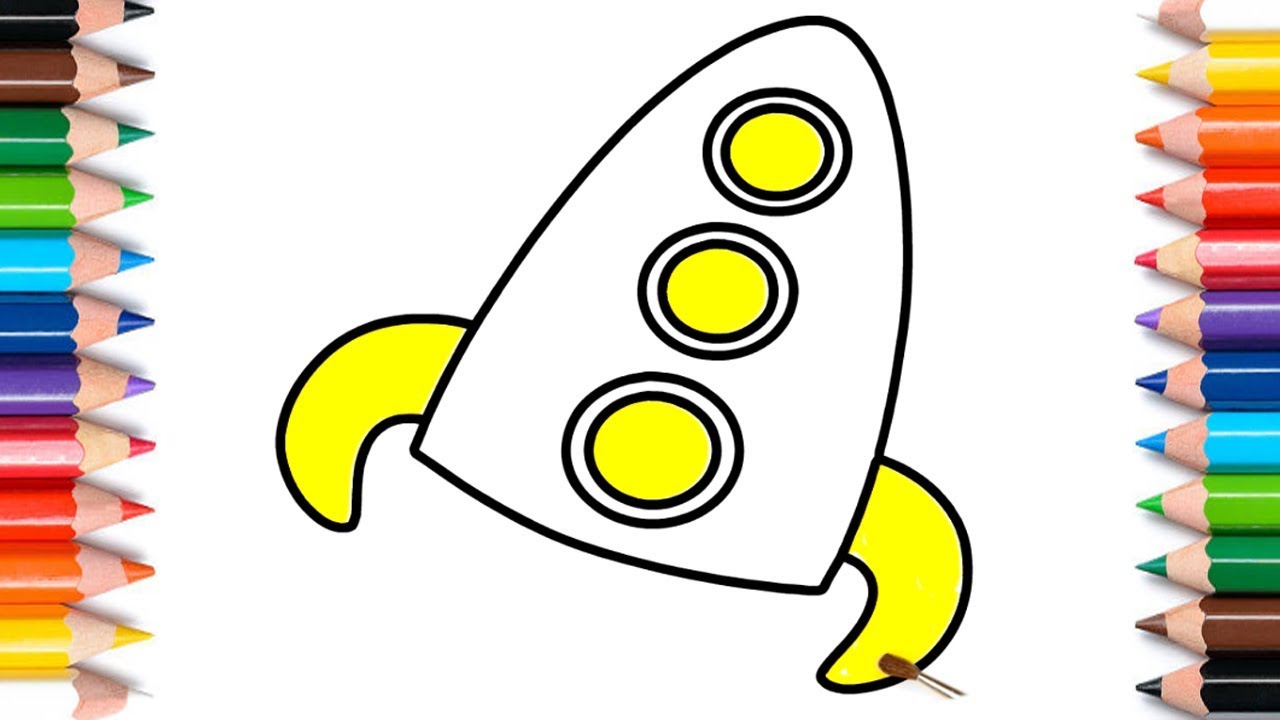 1280x720 Simple Rocket Drawing And Coloring How To Draw A Rocket Youtube