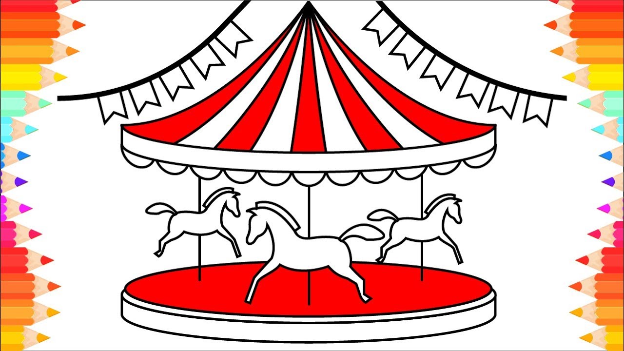 1280x720 How To Draw Carousel With Coloring Pages For Kids Step