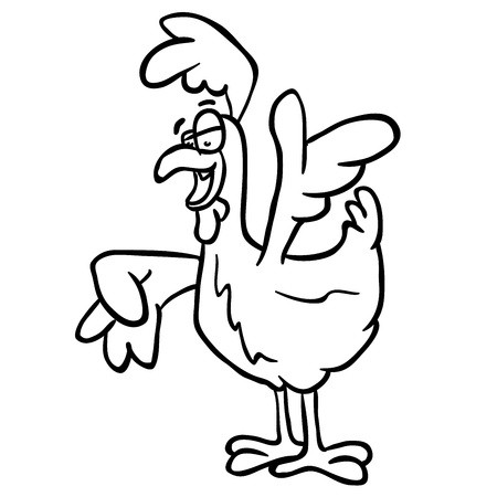 450x450 Simple Black And White Rooster Cartoon Royalty Free Vector Graphics