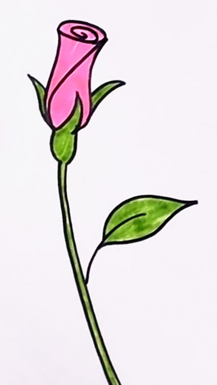 Simple Rose Bud Drawing | Free download on ClipArtMag