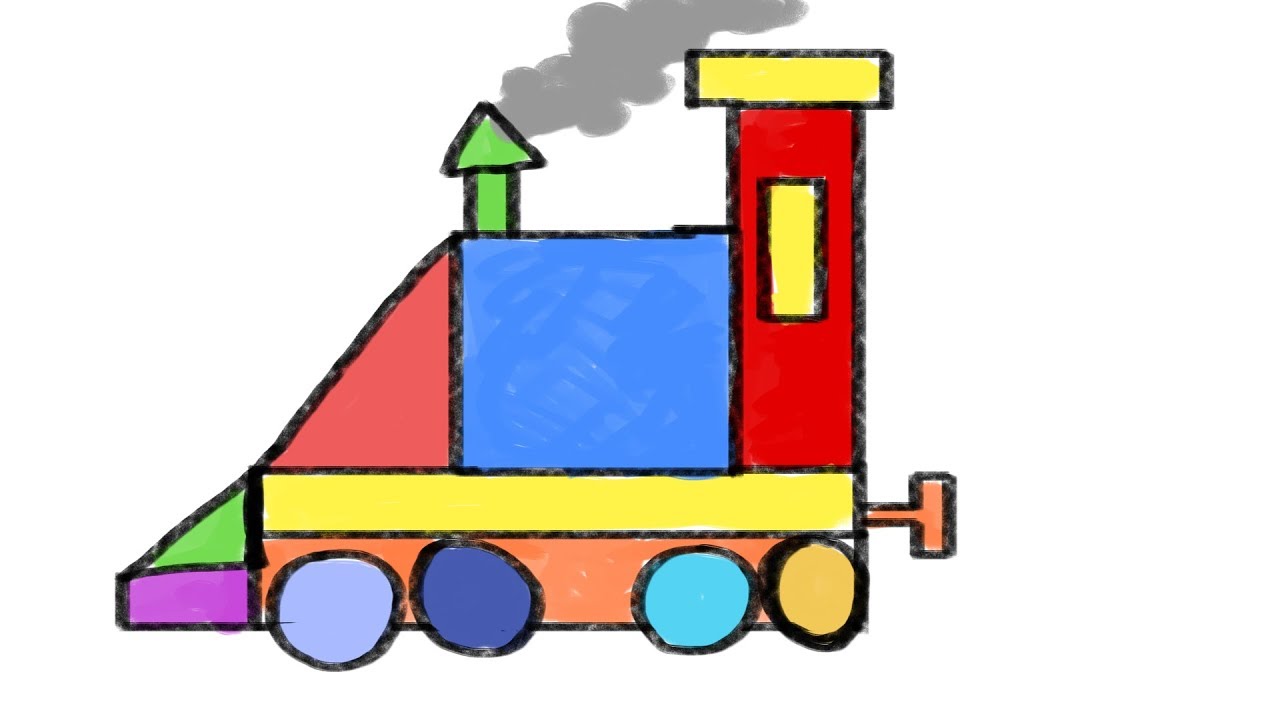 1280x720 How To Draw A Train With Simple Shapes For Kids