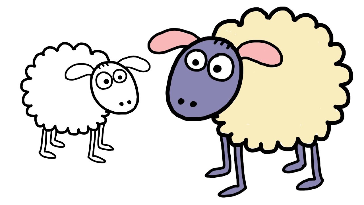 1280x720 Kids Art, How To Draw Sheep For Kids, Simple Sheep Drawing, Toy
