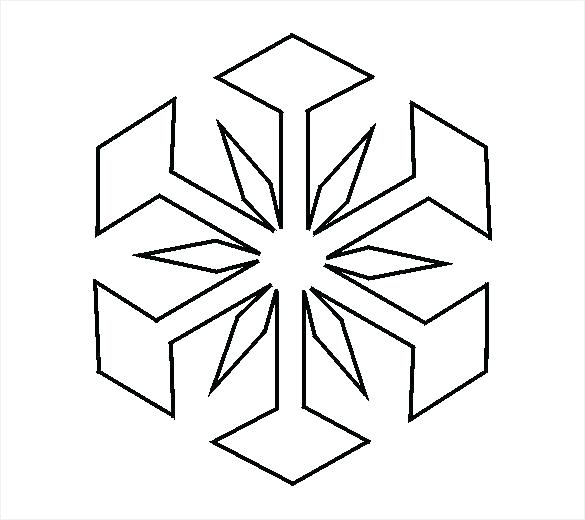 585x520 Free Snowflake Stencil Template Drawing Snowflakes Templates Easy
