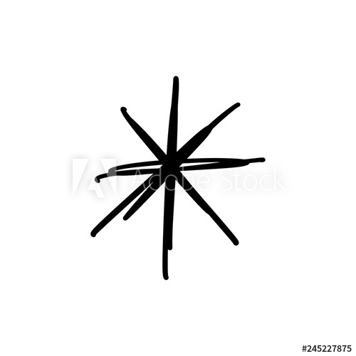 500x500 Vector, Clip Art Star Or Snowflake Drawing, Stylized Simple Decor