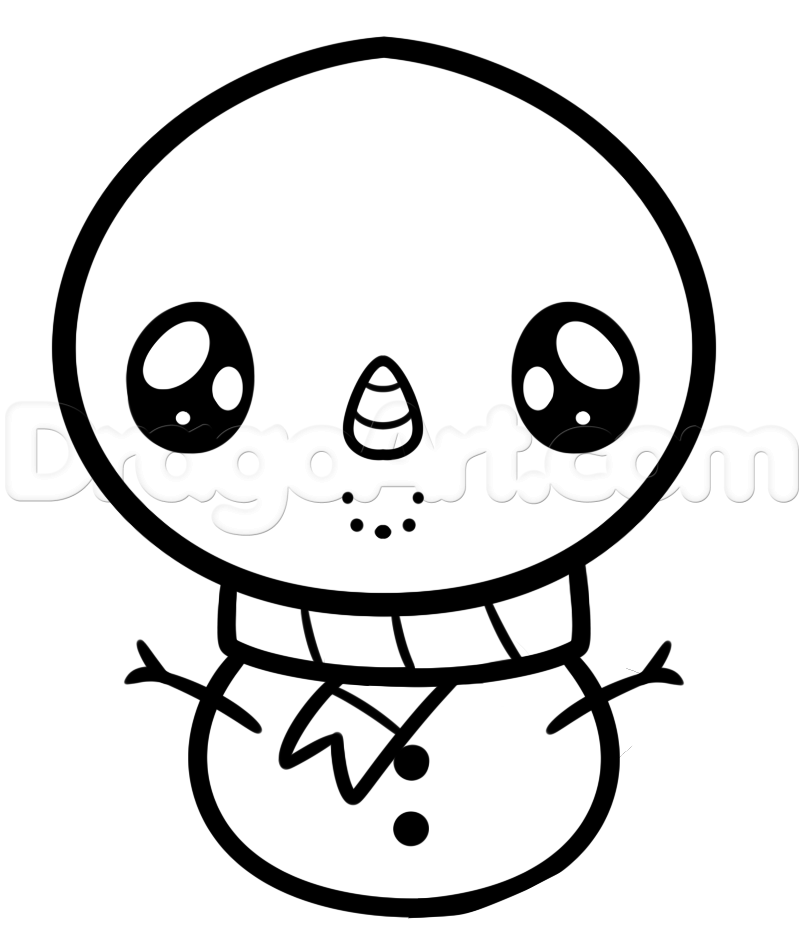 804x936 How To Draw A Kawaii Snowman, Step
