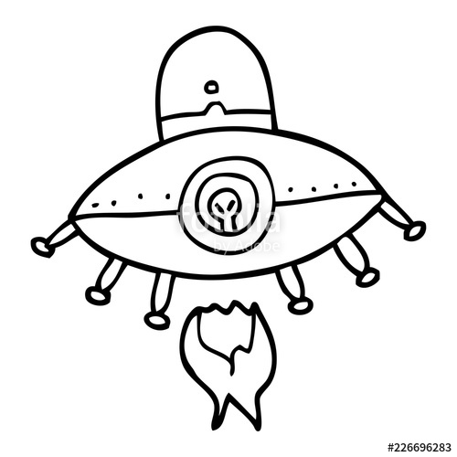 500x500 Line Drawing Cartoon Alien Spaceship Stock Image And Royalty Free