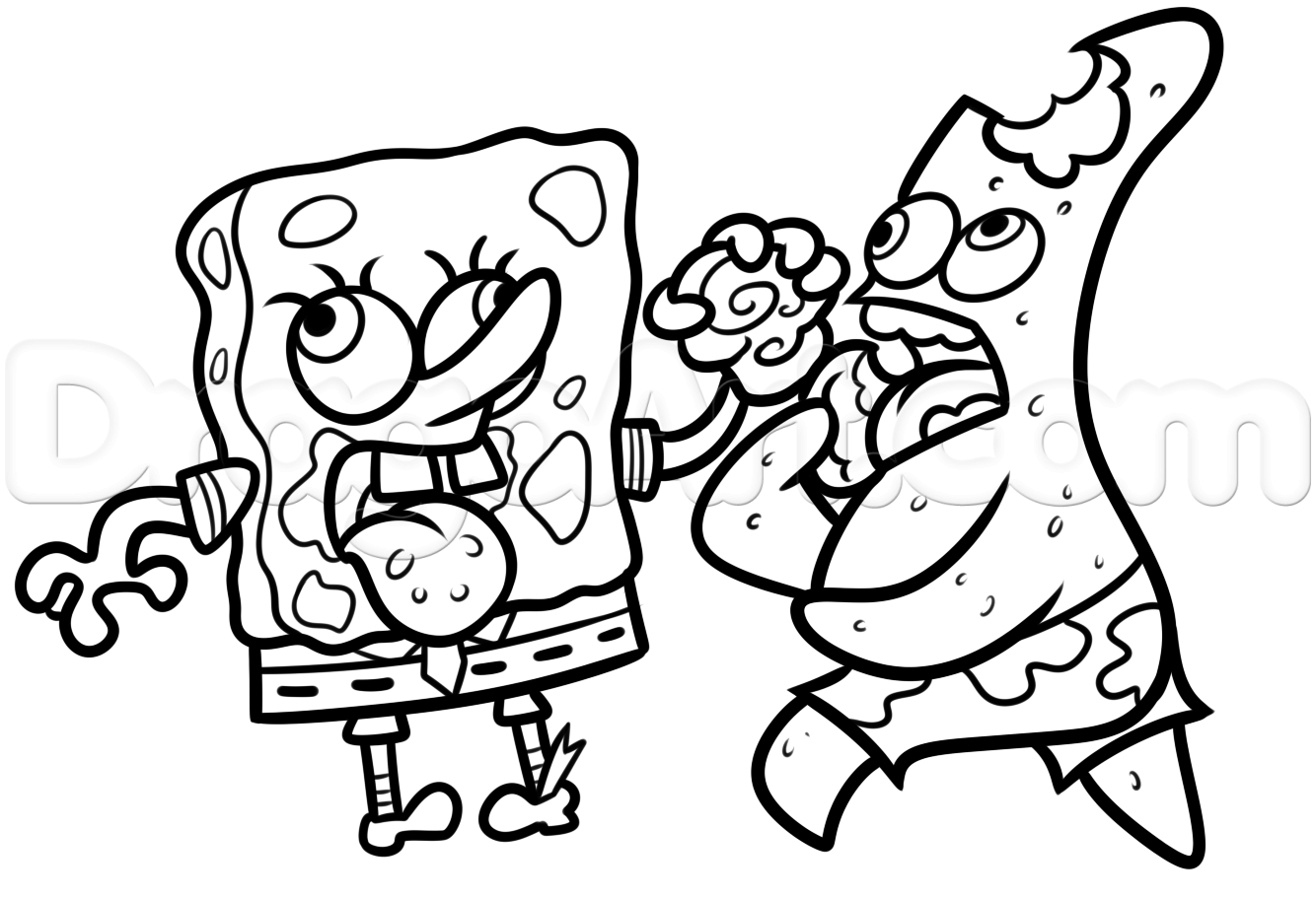 1334x911 How To Draw Zombie Spongebob And Patrick, Step