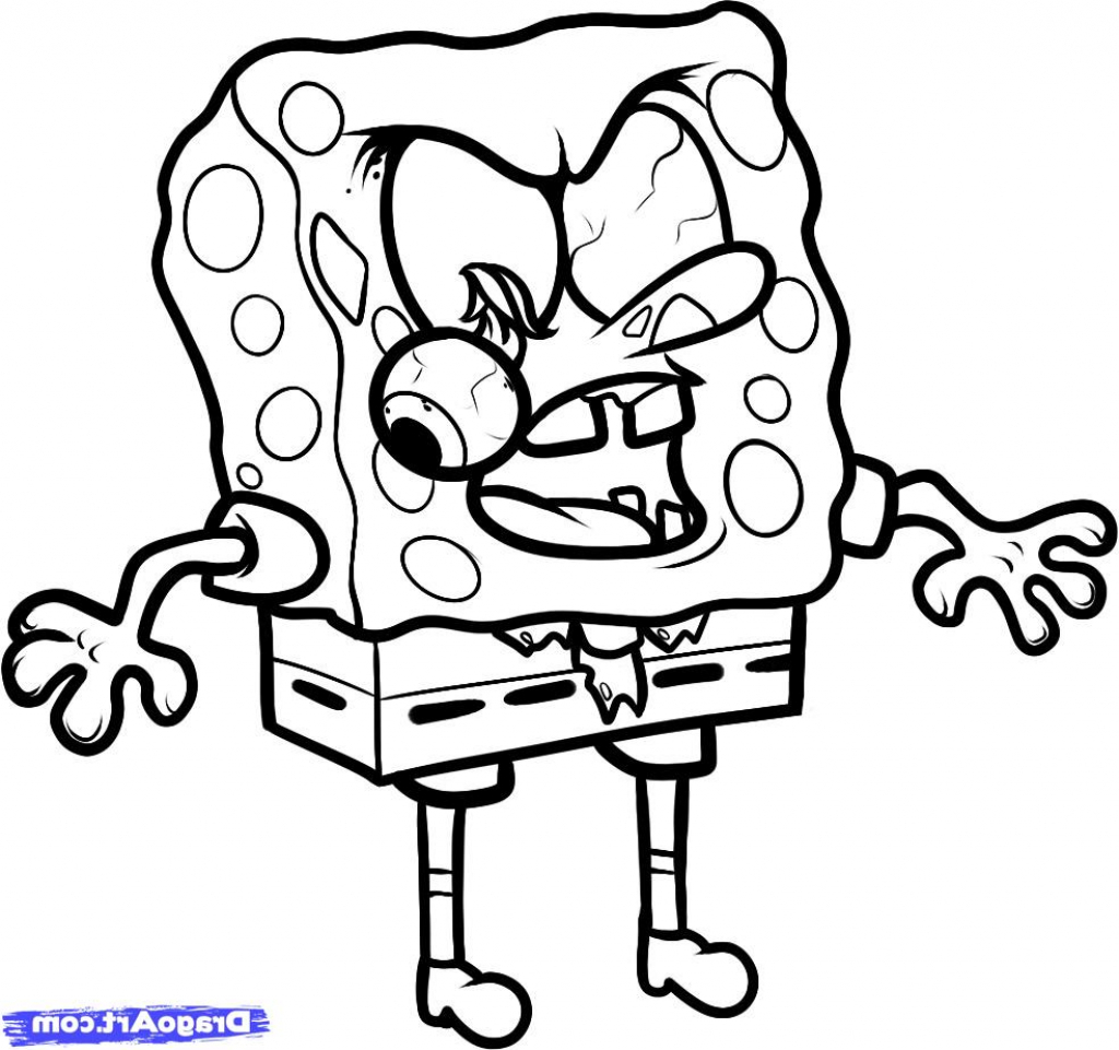 1024x961 Zombie Drawing Easy Easy Spongebob Drawing How To Draw Zombie
