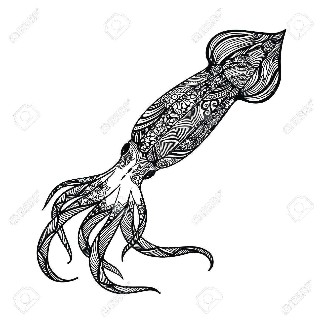 1300x1300 Drawn Squid Kraken