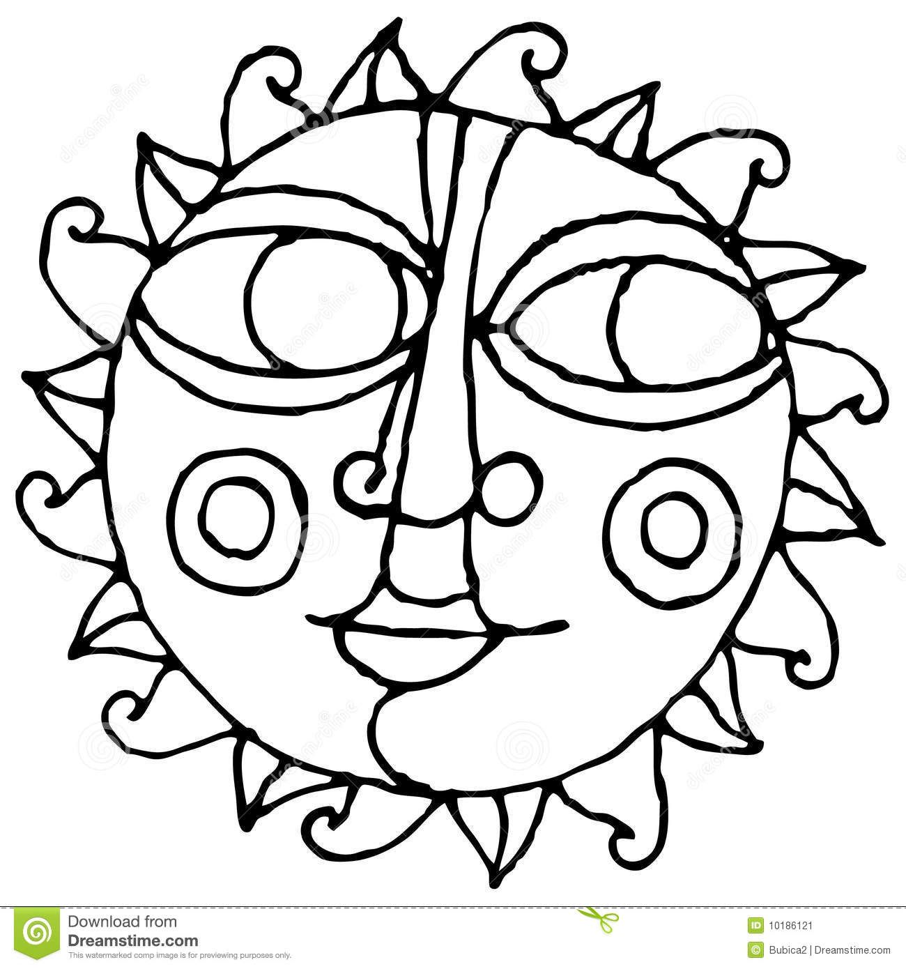 1300x1390 Big Eye Sun Simple Hand Drawing Black And White Stock Image