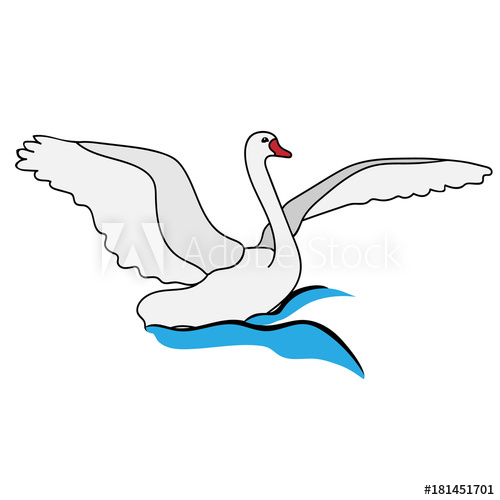 500x500 Swan Sign Isolated On White Background Hand Drawn Icon Simple