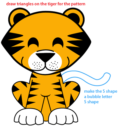 400x425 How To Draw A Cartoon Baby Tiger With Easy Step