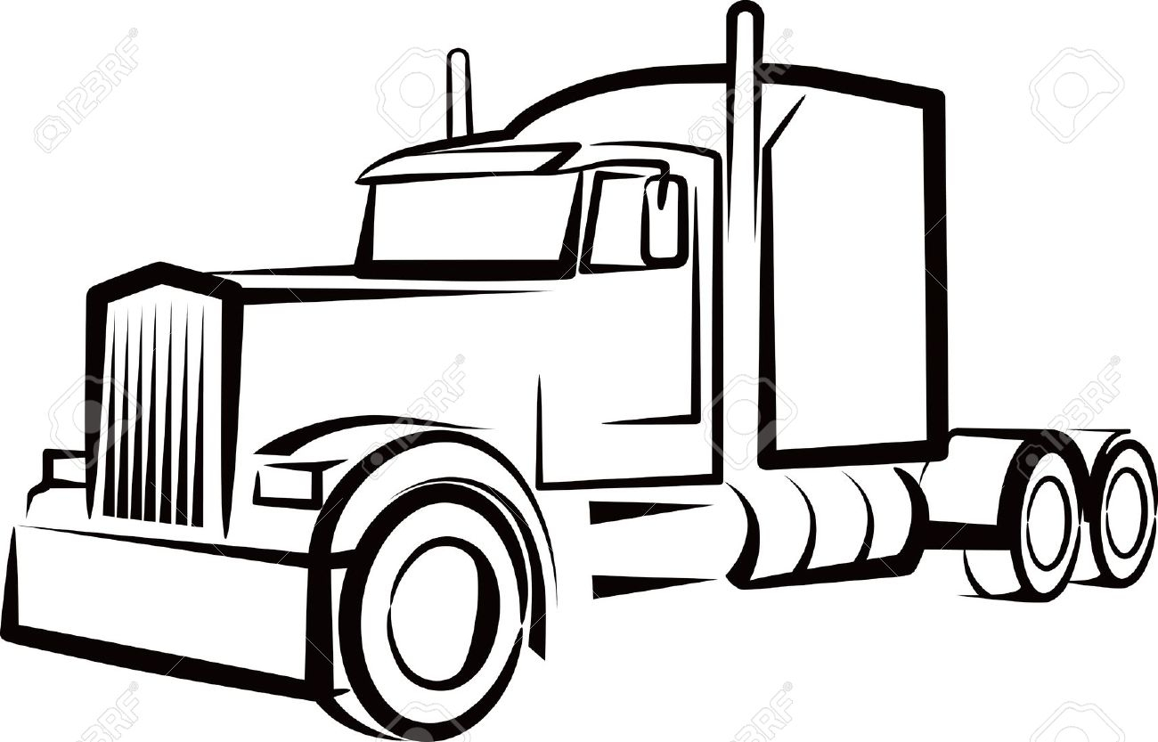 1300x833 semi truck clipart semi truck outline drawing simple illustration