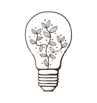 380x400 Light Bulb With Leaves Within Vector Image On Doodles Desenhos