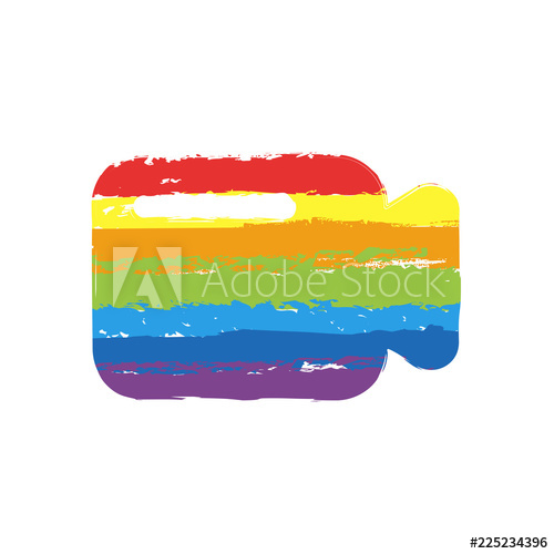500x500 Simple Video Camera Icon Drawing Sign With Lgbt Style, Seven