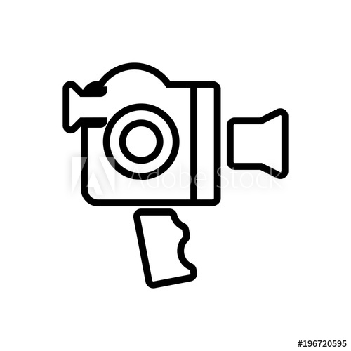 500x500 video camera with handle outlined vector icon, camera with grip