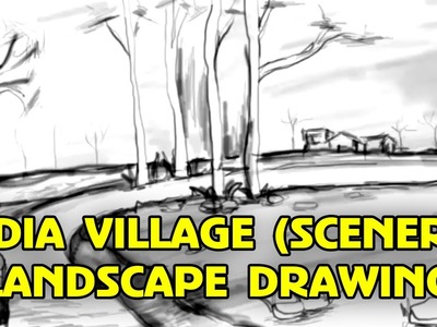 400x300 Simple, How To Draw An Indian Village Scenery Landscape, Sketches