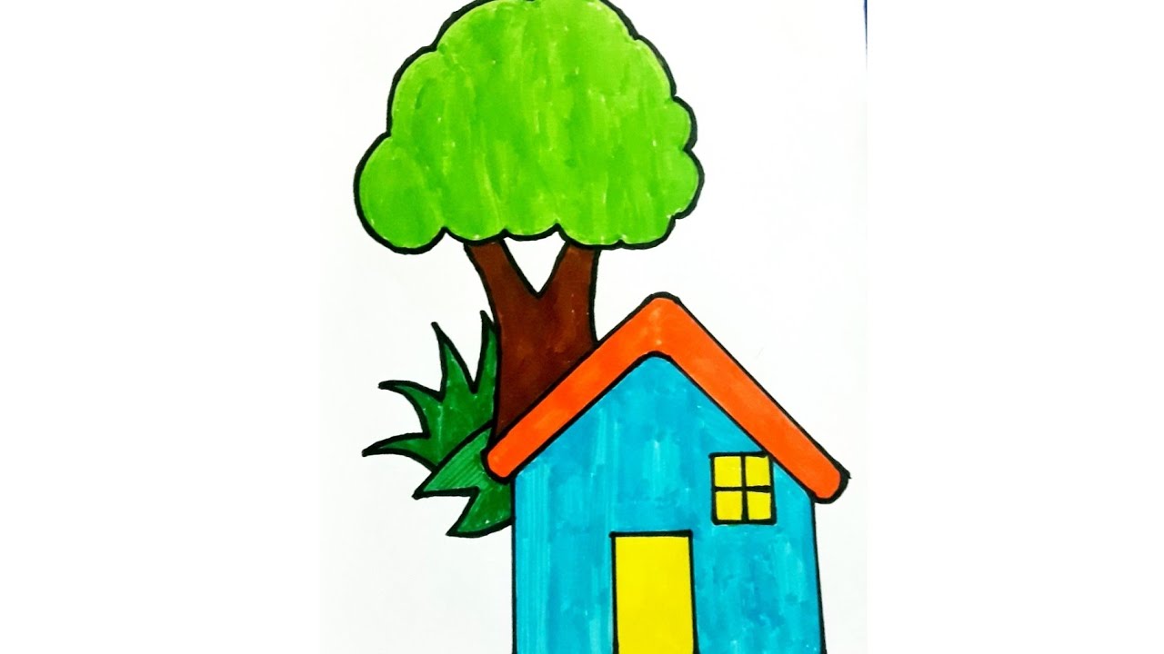 1280x720 How To Draw A Simple Hut Village House For Kids Easy Drawing