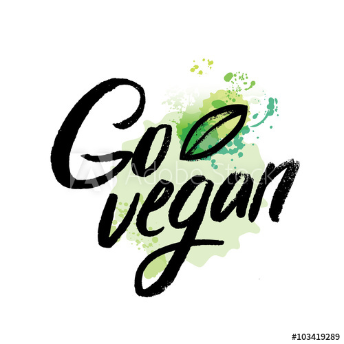 500x500 Words Go Vegan In Simple And Cute Frame With Green Branches
