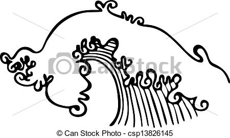 450x270 Ocean Wave Illustration Simple Black And White Line Drawing