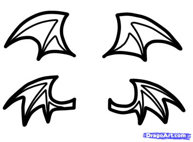 394x290 How To Draw Chibi Demon Wings, Step