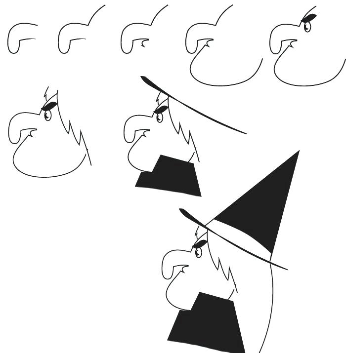 700x715 how to draw a witch drawing witch learn how to draw a witch