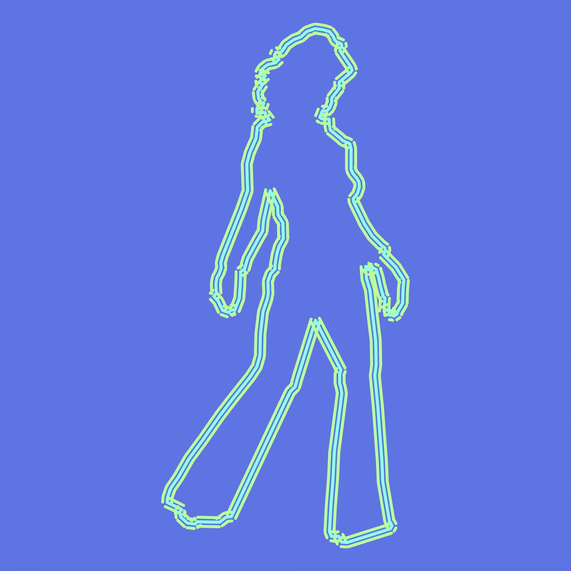 1920x1920 Outline, Woman, Female, Blue, Background