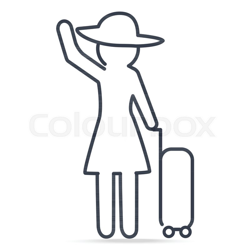 800x800 Woman Pulling A Luggage In Vacation, Stock Vector Colourbox