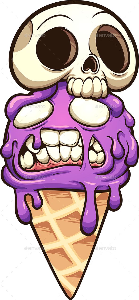 590x1269 Zombie Ice Cream With Skull Vector Clip Art Illustration