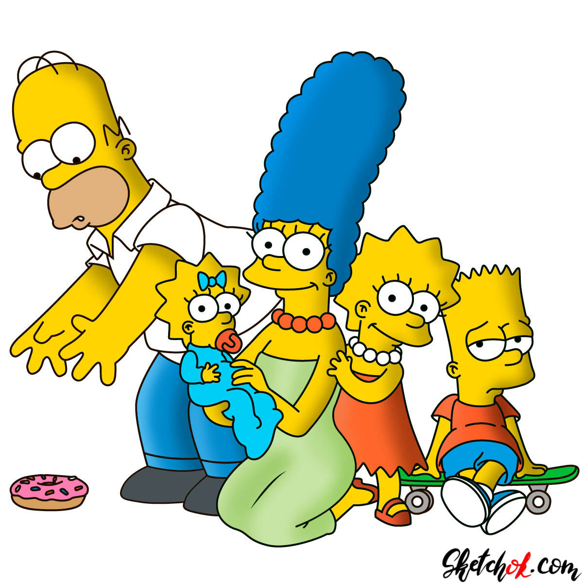 1200x1200 How To Draw The Simpsons Family Together