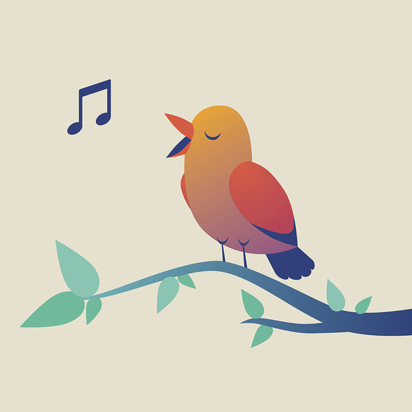 600x600 Cute Singing Bird On Branch Art Print