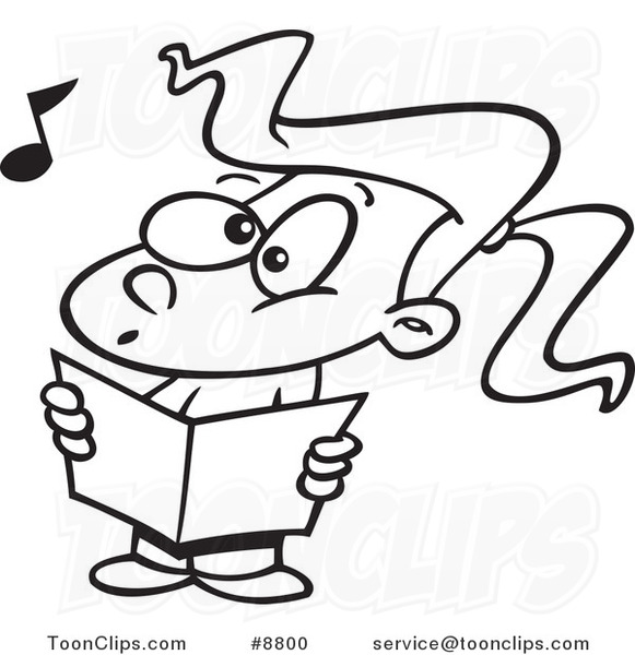 581x600 Cartoon Black And White Line Drawing Of A Choir Girl Singing