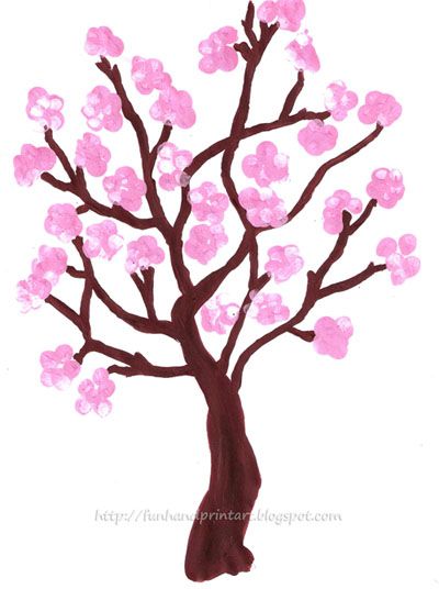 400x536 Fingerprint Spring Cherry Blossom Tree Education Spring Art