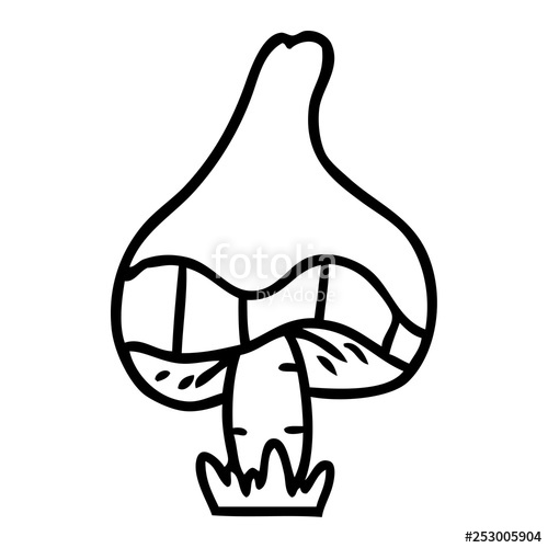500x500 Line Drawing Doodle Of A Single Mushroom Stock Image And Royalty