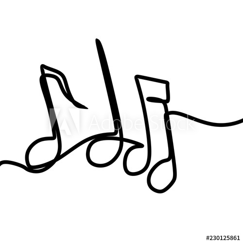 500x500 Whole Note Vector Illustration With Single One Continuous Line Art