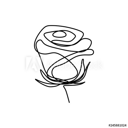 500x500 Rose Flower One Line Art Single Drawing Vector Illustration