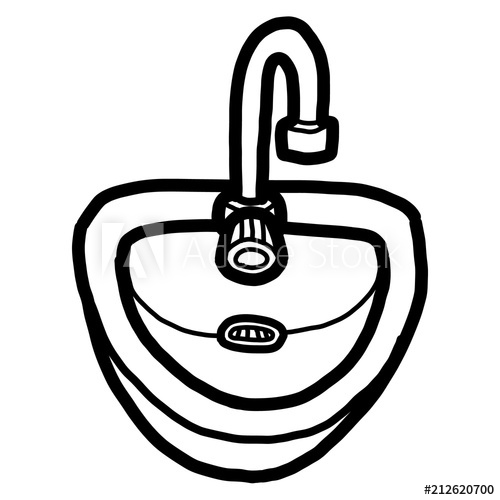 500x500 Bathroom Sink Cartoon Vector And Illustration, Black And White