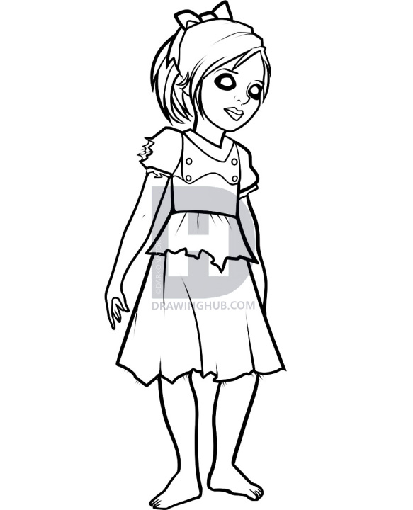 583x720 How To Draw Little Sister, Little Sister, Bioshock, Step