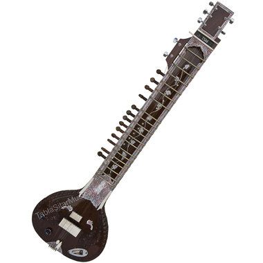 380x380 online buy sitar, kharaj pancham, mahogany, flower design, buy